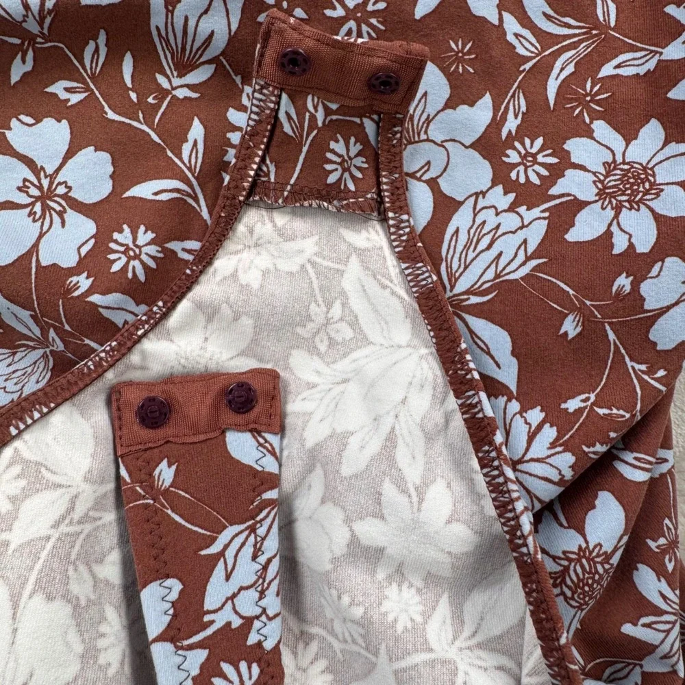 Intimately Free People Java Cameo One Shoulder Floral Bodysuit Cocoa Mar Small